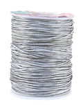 Mandala Crafts 2mm Metallic Cord Tinsel Rope for Gift Wrapping - Silver Cord Wrapping Ribbon - 100 Yds Non-Stretchy Silver Strin