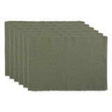 DII Basic Everyday Ribbed Tabletop 100% Cotton, Placemat Set, 13x19, Artichoke, 6 Piece