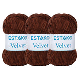 Estako Velvet (3- Skeins Pack) Chenille Blanket amigurumi Yarn for Crocheting and Knitting Super Bulky 3x100 gr (3x132 yds) (141