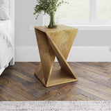 Jofran Solid Wood 16 X 16 X 24 Height Mid-Century Modern Angled Jasper Accent Nightstand End Table, Natural
