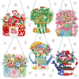 Chitidr 6 Pcs Seasonal Diamond Painting Kits 5d DIY Holiday Flowers Diamond Art Painting Hanging Signs for Spring Ventines Easte