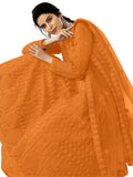 Patlani Women Long Orange Gown, Net With Ultra Satin Inner Ethnic Flared Gown For Girl'S/Women'S Semi Stitched Gown (Orange)