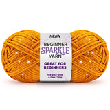 120g Orange Sparkle Yarn for Crocheting and Knitting; 120m(144yds) for Beginners with Easy-to-See Stitches; Worsted-Weight Mediu