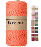 Likeecords 100% Cotton Crochet Bag Cord 2mm 170m Macrame Cord 2mm Crochet Thread Macrame Rope Gift for Knitter (Orange)