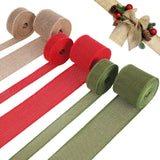 WILLBOND 6 Rolls 33 Yards Christmas Burlap Ribbon Fabric Wired Edge Green Red Natural Wrapping Ribbon Xmas Craft Farmhouse Decor