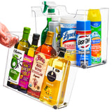 Sorbus Roll Out Bottle Organization Bins - 2 Sizes Pantry Under Sink Organizer with Wheels & Handles - Clear Plastic Organizing