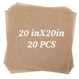 20 Pcs 20 x 20 Burlap Squares - Natural Jute Fabric Placemats for Farmhouse, Wedding & Home Decor, Multipurpose Rustic Table Cov