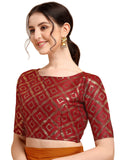 Oomph! Women'S Art Silk Half Sleeve Blouse (Rbbl145L_Brick Red_L)