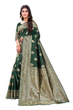 Sugathari Womens Banarasi Saree Pure Kanjivaram Silk Saree Soft New Ladies 2023 Design Wear Sarees Latest Cotton Party Sari Collections With Blouse Piece For Wedding Sadi (Sam Pari-120 Dark Green)