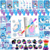 BenLouis 96pcs Frozen Party Favors Set for Kids Winter Snowflake Coloring Book Christmas School Classroom Gift Reward Prize Craf