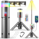 Favourlite Camping Lantern, Telescopic Camping Lantern Rechargeable with 15 Color Temperatures 10000mAh Camping Essentials with