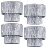 Rossesay 2 Pcs 2 Tier Fringe Tinsel Chandelier Iridescent Foil Party Disco Ball Decor Chandelier Decoration Metallic Foil Shimme