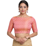 Oomph! Women'S Art Silk Solid 3/4 Sleeves Saree Blouse (Rbbl17Xxl_Blush Pink_2Xl)