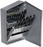 Chicago Latrobe 57725 150 Series HighSpeed Steel Jobber Length Drill Bit Set with Metal Case, Black Oxide Finish, 118 Degree Co