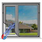 UtauHom Magnetic Window Screen, Adjustable DIY 50x59in Window Screen Replacement, Black Frame Black Fiberglass Mesh, No Drilling