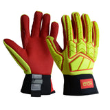 HANDLANDY Hi-Vis Oil and Gas Safety Work Gloves, Heavy Impact Utility Mechanic CR5 Glove with TPR Protection Reflective Yellow (