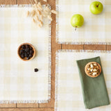 Dii Heavyweight Fringed Check Tabletop Collection, Placemat Set, 13X19, Natural, 6 Piece
