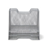 Mind Reader Desktop Organizer, Vertical File Holder, Paper Trays, Office, Metal Mesh, 12.5L x 11.5W x 9.5H, Silver