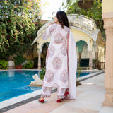 Anni Designer Women'S Cotton Blend Printed Straight Kurta With Pant & Dupatta Pack Of 2 (Combo-Mukhi Pink-Cup-Off White_S_Multi_Small),Multicolour,S,,,