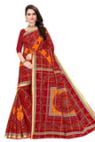 TAMAIRA FASHION Womens Pure Cotton Bandhani Saree Without Blouse Piece(2441_Red)