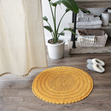 Dii Crochet Collection Reversible Bath Mat, Round, 27.5 Diameter, Honey Gold