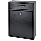 Mail Boss 7412 High Security Steel Locking Wall Mounted MailboxOffice Comment Letter Deposit, Black Drop Box