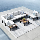 PHI VILLA 6 Pieces Outdoor Patio Furniture Set,Metal Frame Modern Outdoor Sectional Sofa Set,6 Seats Patio Conversation Sets wit