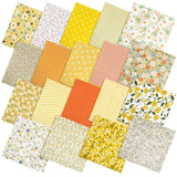 HunnmingRe 20 Pcs 10''x10'' Yellow Flower Quilting Fabric Square Spring Floral Precuts Quilted Fabric Bundle Plaid Polka Dot Str