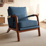 AILIUHUA Mid Century Modern Accent Chair with Pillow & Pocket, Upholstered Armchair with Solid Wood Frame & Soft Cushion for Liv