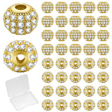 Inbagi 40 Pcs 10 mm Gold Rhinestone Spacer Beads Round Zirconia Cubic Beads for Jewelry Making Disco Ball Bracelet Charms DIY Ne