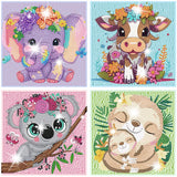 ARTMYRUI 4 Pack Diamond Painting Kits for KidsAnimals Diamond Art for Kids,5D Diamond Gem Art by Number Dots Kits Art and Craft