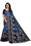Gosriki Women'S Linen Cotton Floral Printed Saree With Blouse Piece (Yajna Blue_Blue),Blue,,B097ZPWVCH