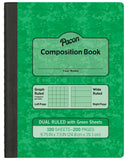 Pacon Dual Ruled Composition Book, Green, 1/4inch Grid & 3/8inch Wide Ruled 93 /4inch x 71/2inch, 100 Sheets
