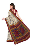Tamaira Fashion Womens Plain Weave Pure Cotton Saree Without Blouse Piece (1560_Beige And Maroon_Malmal)