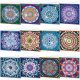Saillong 12 Pack Mandala Diamond Painting Greeting Card Kits DIY Diamond Art Cards with Envelopes Flower 5D Rhinestones Painting