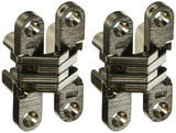 SOSS 204CUS15 204 Zinc Invisible Hinge with Holes for Wood or Metal Applications, Mortise Mounting, Satin Nickel Exterior Finish