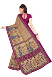 Tamaira Fashion Womens Plain Cotton Saree (1361_Beige And Magenta)