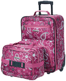 Rockland Fashion Softside Upright Luggage Set, Expandable, Wheel, Telescopic Handle, Pink Bandana, 2Piece (14/19)