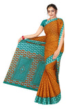 Tamaira Fashion Womens Plain Weave Pure Cotton Saree Without Blouse Piece(Ab15_Mustard&Seagreen)