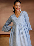 Libas Women'S Cotton A-Line Midi Dress (37220_Blue Blue 2Xl