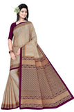 TAMAIRA FASHION Womens Plain Weave Pure Cotton Saree Without Blouse Piece (1784_BeigeandMagenta)