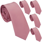 ZENXUS Skinny Tie for Men, 2.5-Inch Slim Necktie, Dusty Rose, 5-Pack