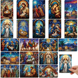 Nuanchu 80 Pcs Stained Glass Nativity Religious Christmas Cards Bulk 4 x 6 Inch Christian Christmas Postcards Retro Jesus Xmas G