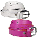 Queery WomenS Pu Leather Belt (White, Pink)