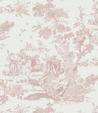 CiCiwind 16In 65.6Ft Vintage Peel and Stick Wallpaper Pink Toile Wallpaper White and Pink Contact Paper Self Adhesive Removable