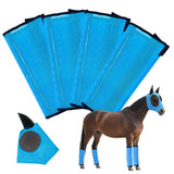 GRETMIX Horse Fly Boots & Horse Fly Mask Set of 5, Mesh Ventilated Fly Boots for Horses, Adjustable and Universal Fit for 4 Legs