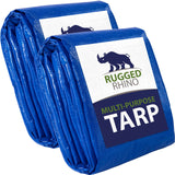 Rugged Rhino All Weather 100% Waterproof Heavy Duty Tarp, 2 Pack, 5 Mil UV Temperature Resistant Tarps, High Durability Multipur
