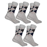 Pinkit MenS Diamond Cut Organic Cotton Crew Length Socks (Silver, Pack Of 5 Pairs)