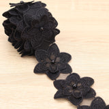 Organza Flower Trim 2 Yards Lace Edge Trim Ribbon, Vintage Edging Trimmings Fabric Embroidered Applique Sewing Craft for Wedding