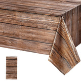Tatuo 1 Pack Natural Wood Grain Tablecloths Rustic Plastic Table Covers for Rectangle Table, Vintage Farmhouse Style Tablecloth